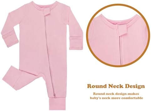 GIUBY 100 Cotton Sleepers Pajamas for Baby with Zipper and Mittens