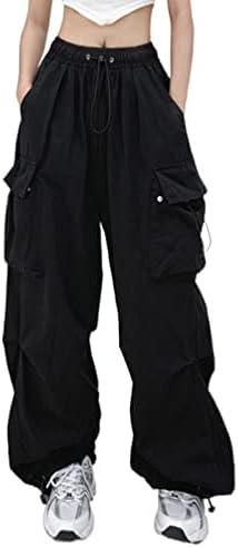 High Waist Women Cargo Pants Plus Size Wide Leg Drawstring