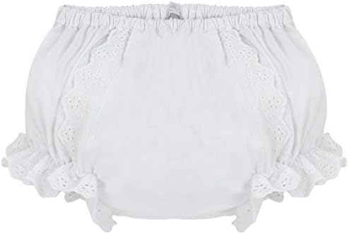 Baby Bloomers Diaper Cover - Ruffled White Flowers for Girls
