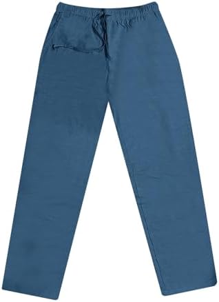 Elastic Waist Cotton Linen Pants for Men