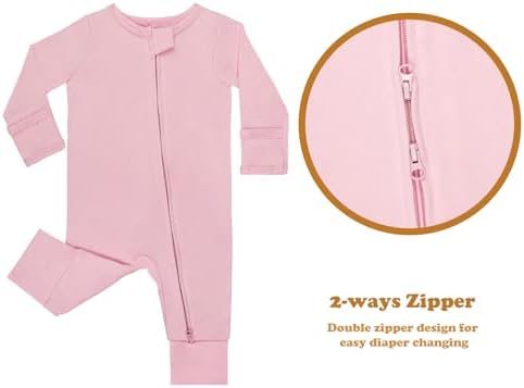 GIUBY 100 Cotton Sleepers Pajamas for Baby with Zipper and Mittens