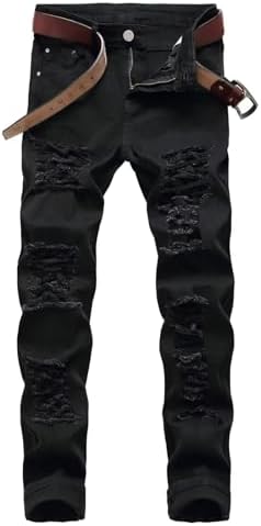 Mens Slim Ripped Skinny Jeans Distressed Design