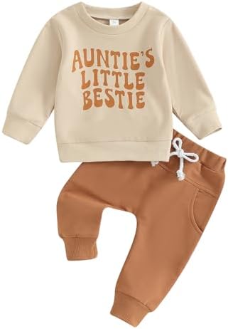 Meiweileya Baby Girl Boy FALL Winter Clothes Set Funny Letters Cozy Sweater Pants