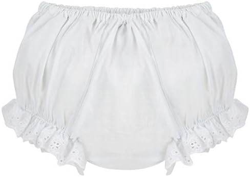 Baby Bloomers Diaper Cover - Ruffled White Flowers for Girls