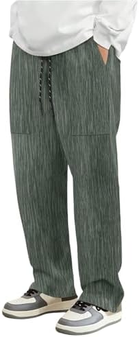 Mens Pique Corduroy Pants Casual Bark Pattern Looser Fit
