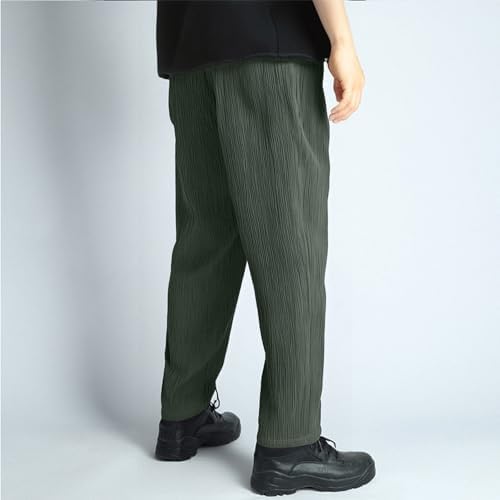 Mens Pique Corduroy Pants Casual Bark Pattern Looser Fit