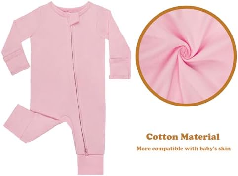 GIUBY 100 Cotton Sleepers Pajamas for Baby with Zipper and Mittens