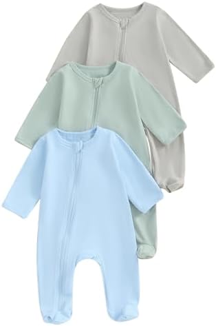 Merqwadd Baby Girl Zipper Pajama 3-Piece Set