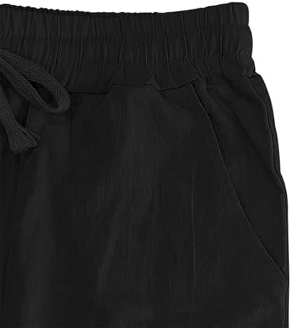 Cotton Linen Pants for Men Lightweight Breathable Drawstring Baggy Beach Casual