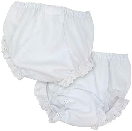 IC Collections Baby Girls White Double Seat Diaper Cover Bloomers NB