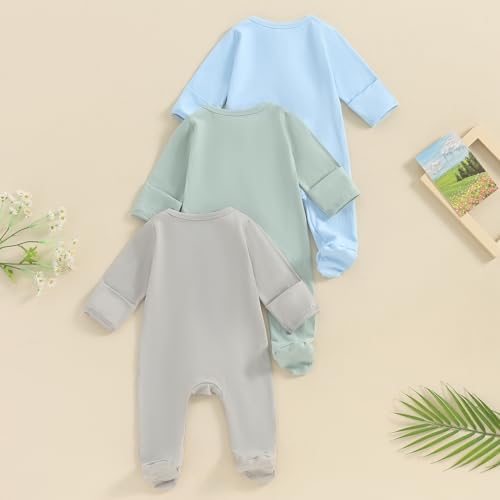 Merqwadd Baby Girl Zipper Pajama 3-Piece Set