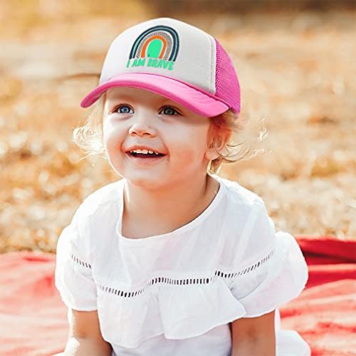 Cute Rascals Kids Trucker Hat I Am Brave Rainbow Boys Girls Adjustable Hat