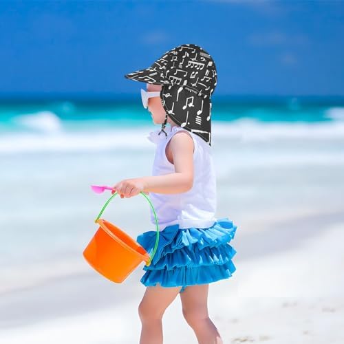 Adjustable Toddler Sun Hat with Music Notes Design