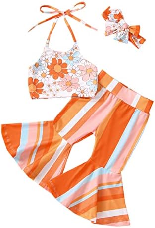 Kupretty Baby Girl Summer Crop Top Bell Bottoms Set