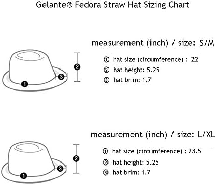 Gelante Summer Fedora Panama Straw Hats with Black Band