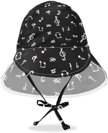 Toddler Sun Hat Musical Notes Black White