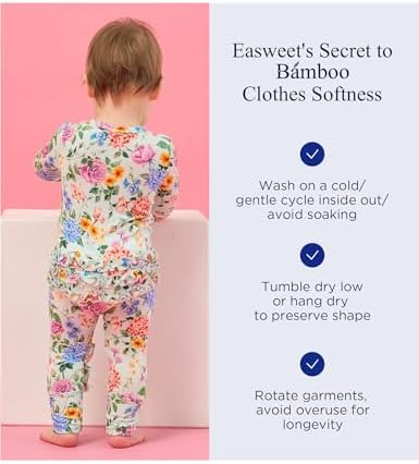 EASWEET Bamboo Viscose Pajamas for Baby Girls Soft Stretchy and Adorable