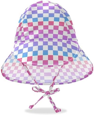 Gradient Red Blue Checkered Plaid Toddler Hat