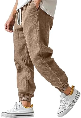 Elastic Waist Linen Pants for Men