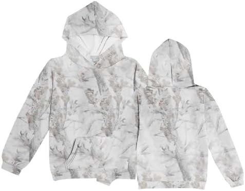Camo Hoodie Kids Boys Girls Maple Leaf Print Oversized Fleece