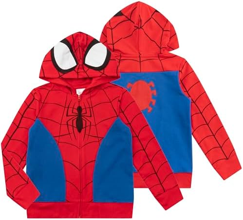 Marvel Spider-Man Boys Zip-Up Fleece Hoodie for Toddlers Cool Action