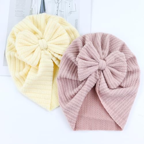 8-Piece Baby Turban Hats with Big Bow for Girls Boys