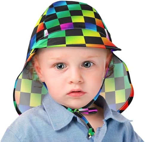 Rainbow Checkers Design Bucket Hat for Kids