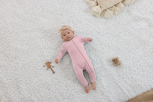 GIUBY 100 Cotton Sleepers Pajamas for Baby with Zipper and Mittens