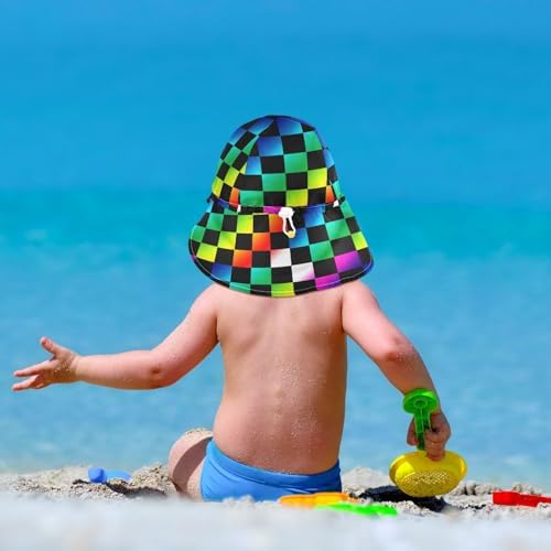 Rainbow Checkers Design Bucket Hat for Kids