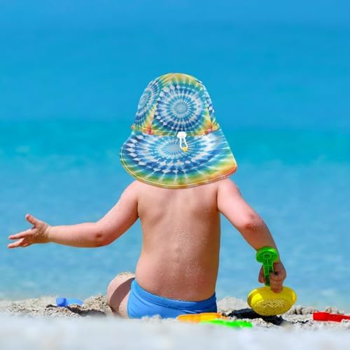 Adjustable Rainbow Tie Dye Baby Sun Hat UPF 50