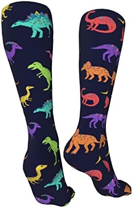 Sketch Dinosaur Knee High Kids Soccer Socks