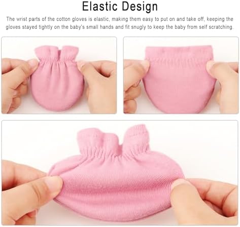 DRESHOW Organic Cotton No Scratch mittens for Babies
