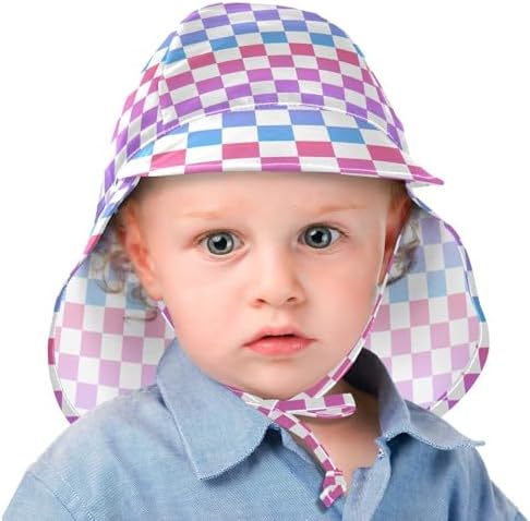 Gradient Red Blue Checkered Plaid Toddler Hat