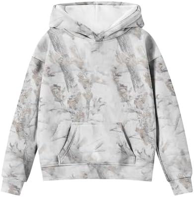 Camo Hoodie Kids Boys Girls Maple Leaf Print Oversized Fleece