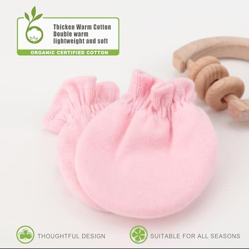 DRESHOW Organic Cotton No Scratch mittens for Babies