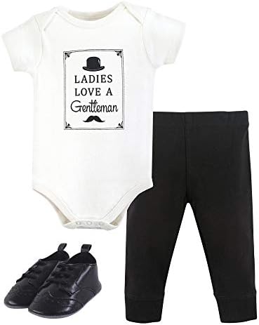 Set Of Hudson Baby Baby Cotton Bodysuit Pant and Shoe Set