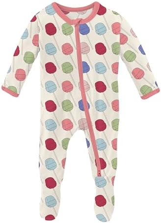 KicKee Print Footie with Zipper 90s Style Ultra Soft Pajamas