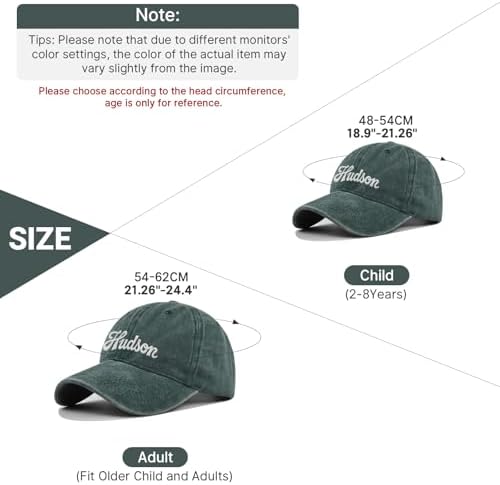 Personalized toddler baseball cap with 100 cotton fabric and adjustable closure