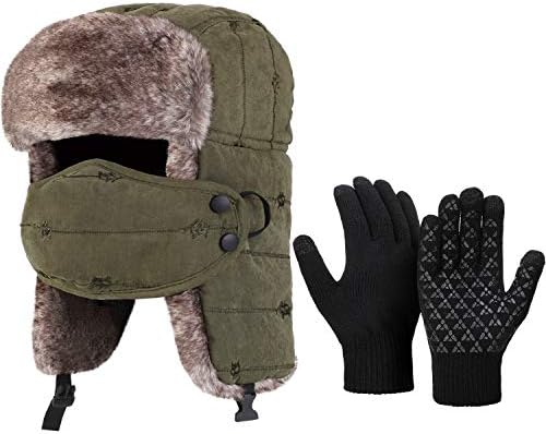 SATINIOR Winter Trapper Hat Gloves for Men
