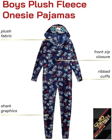 Boys Plush Fleece One-Piece Pajamas with 3D Character Hood