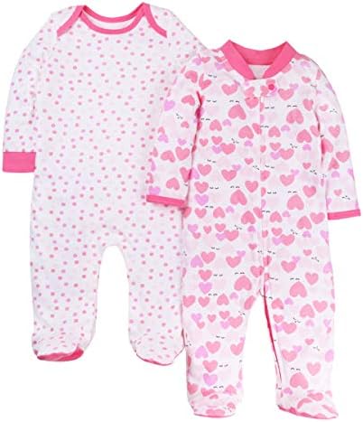 Lamaze Baby Girls Super Combed Natural Cotton Sleep N Play 2 Pk
