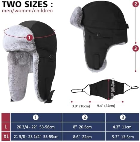 Warm Winter Trapper Hat with Insulated Ear Flaps and Chin Strap