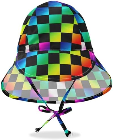 Rainbow Checkers Design Bucket Hat for Kids
