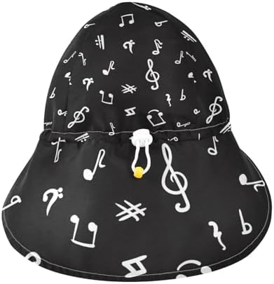 Toddler Sun Hat Musical Notes Black White