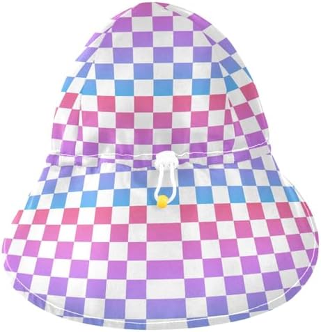 Gradient Red Blue Checkered Plaid Toddler Hat