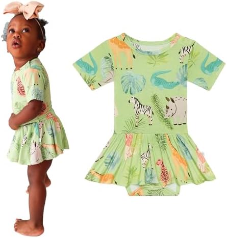Posh Peanut Twirl Dress Bodysuit for Baby Girls