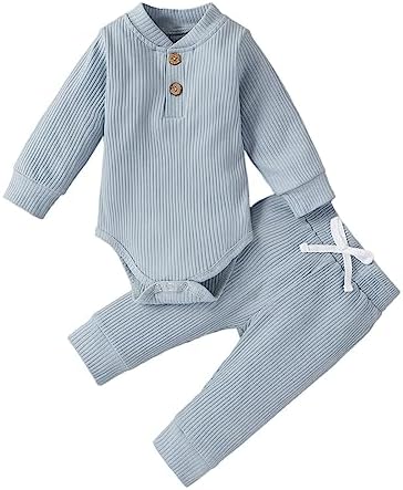 AMIMOJY Baby Newborn 2Pcs Romper Set