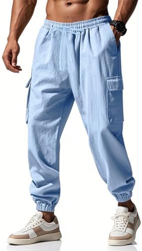 Mens Elastic Waist Cargo Pants