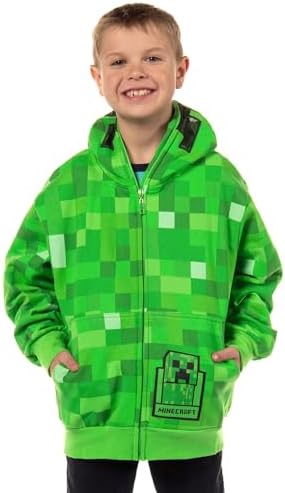 Mad Engine Minecraft Boys I AM Creeper Full-Zip Mathy hoodie