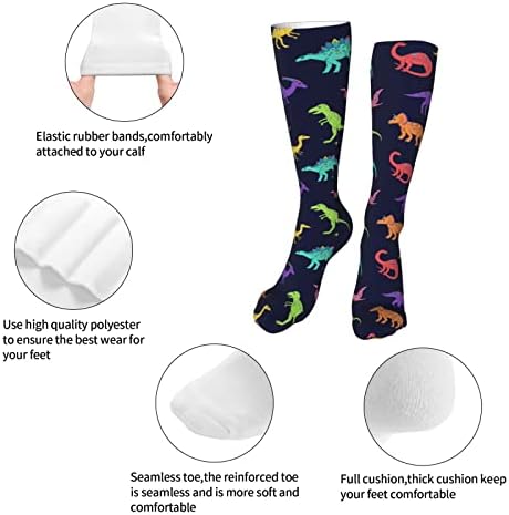 Sketch Dinosaur Knee High Kids Soccer Socks